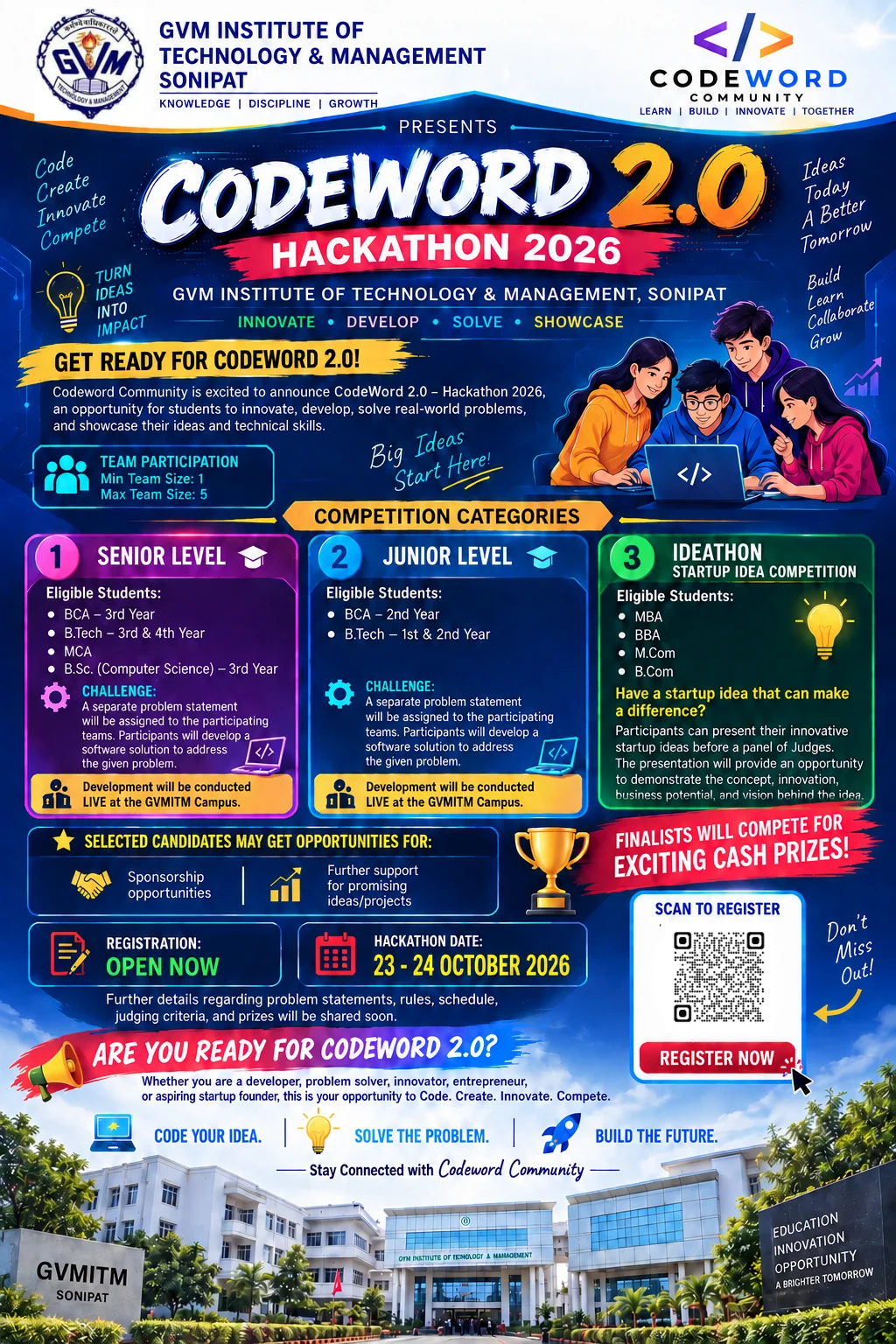 CODEWORD 2.0 Hackathon 2026 poster